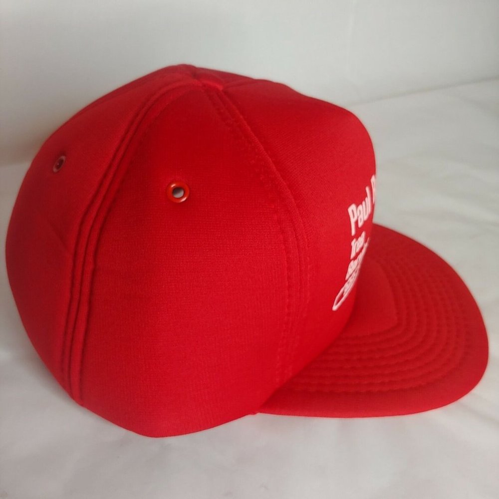 Vintage Paul Bunyon Tree Service Cap Foam Trucker Snap Back Red Hat Adjustable - Picture 2 of 7